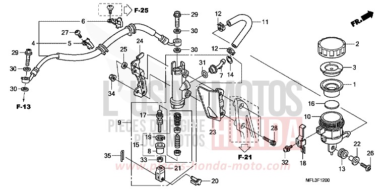 REAR BRAKE MASTERCYLINDER (CBR1000RR) for CBR1000RR Fireblade DEGITAL SILVER METALLIC (NHA30TA) from 2010